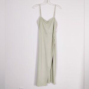 Aritzia Wilfred Flight Dress Light Green Draped Midi Dress Size Large Pa…
